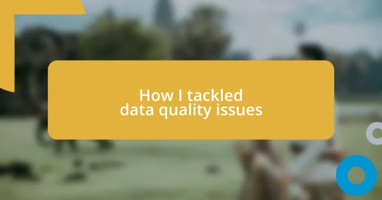 How I tackled data quality issues